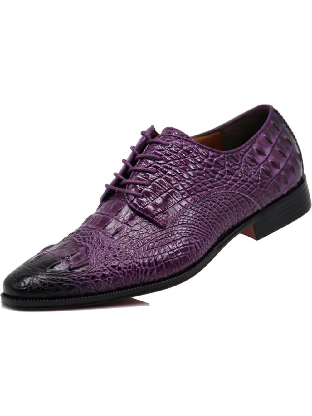 Stylish Crocodile Print Men's Lace-Up Derby Dress Shoes - Perfect for Formal